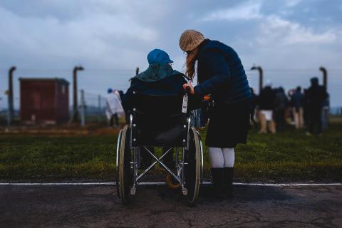 Elder person with family member