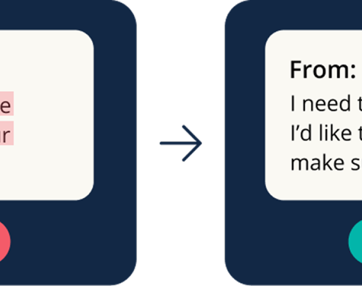 Writing Assistant before and after