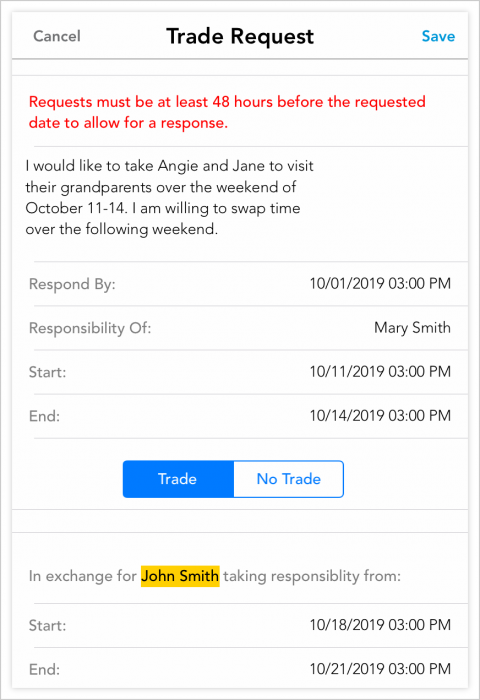 Create Trade/Swap