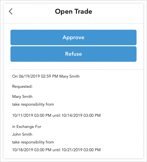Respond to Trade/Swap Request
