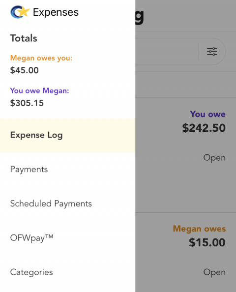 T&T - Parents I Mobile - Expenses Menu