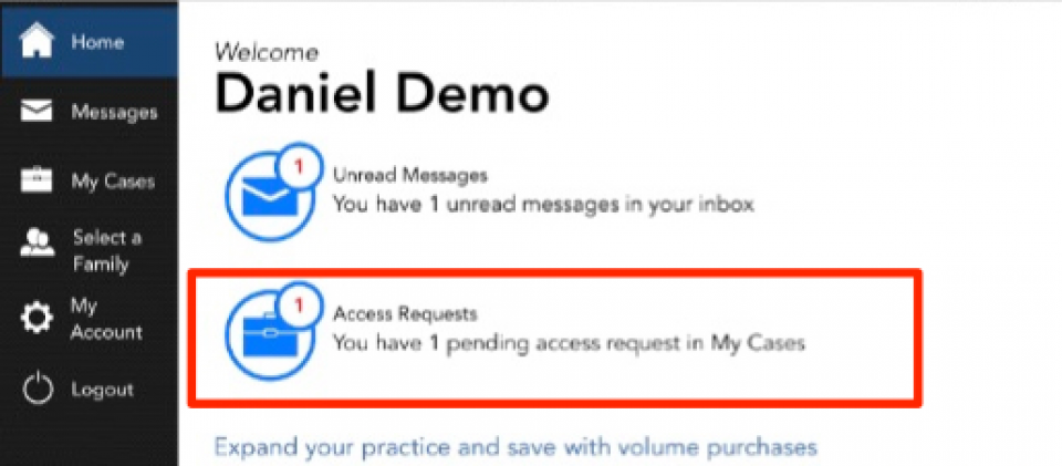 You will see notification of any pending requests on the home screen of the OFW practitioner app