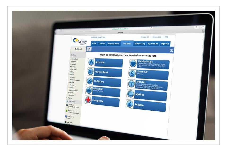 Parent views their family's Info Bank through the OFW website.