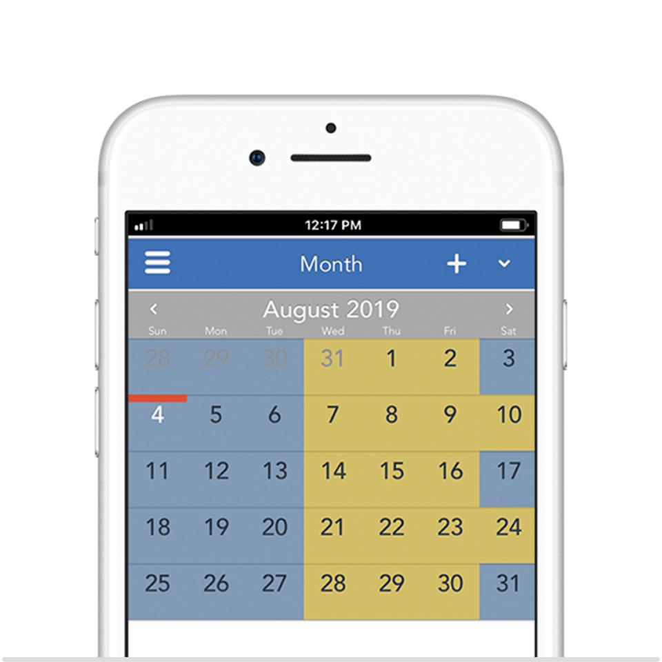 3-3-4-4 50/50 parenting schedule on the OurFamilyWizard app