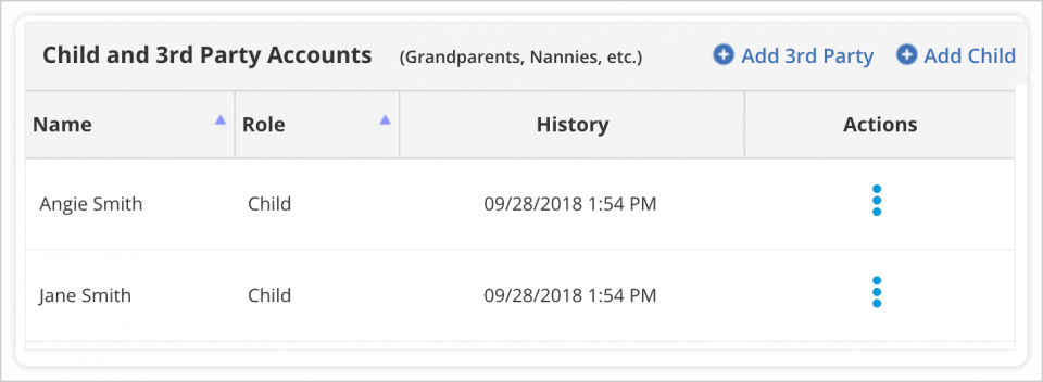 Creating a Third-Party or Child Account