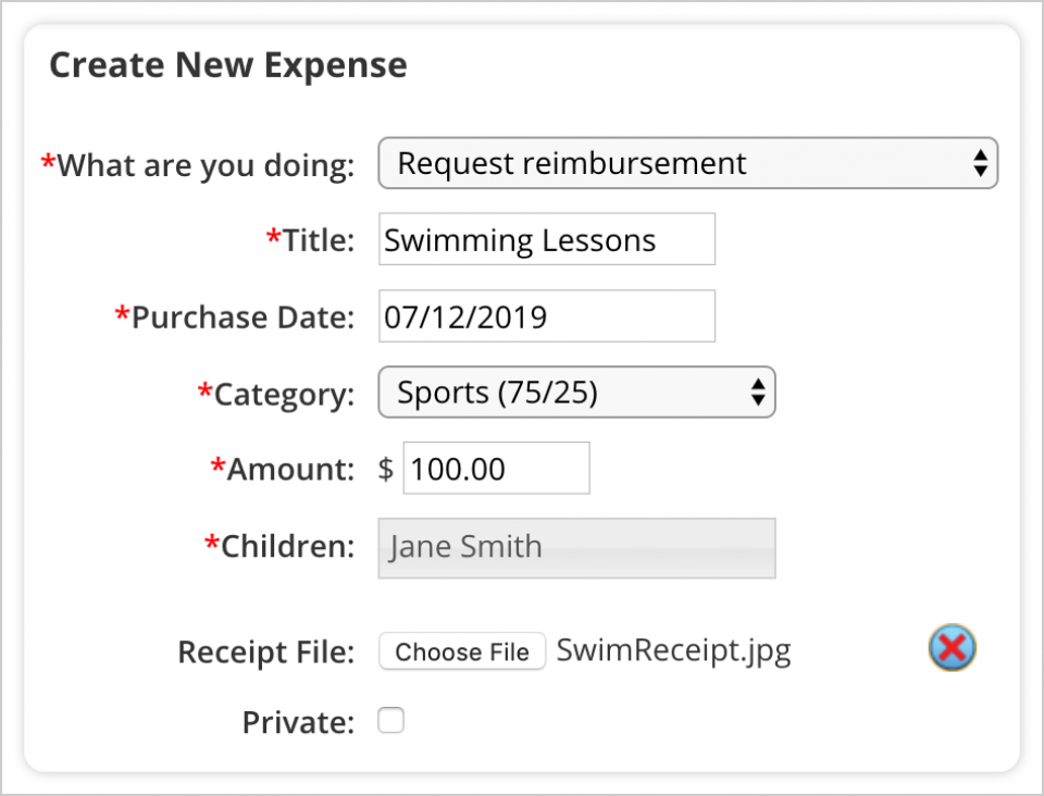 Creating a New Expense