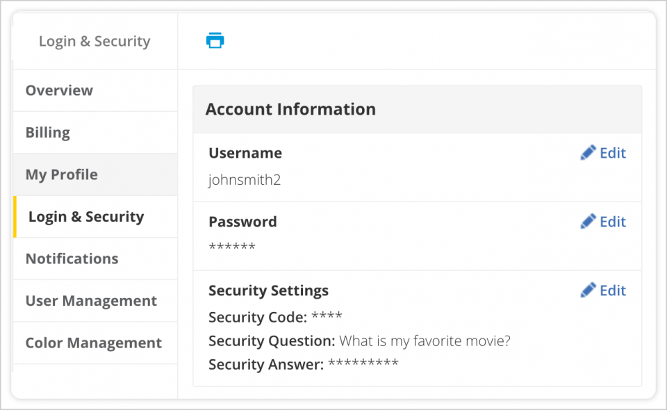 Updating Your Account Security Settings
