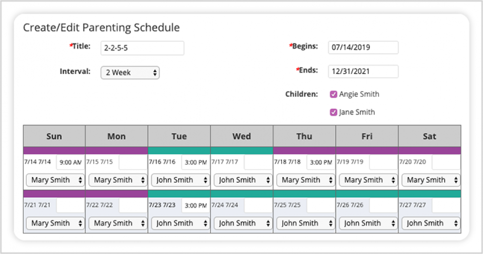 Parenting Schedules Parents Website OurFamilyWizard