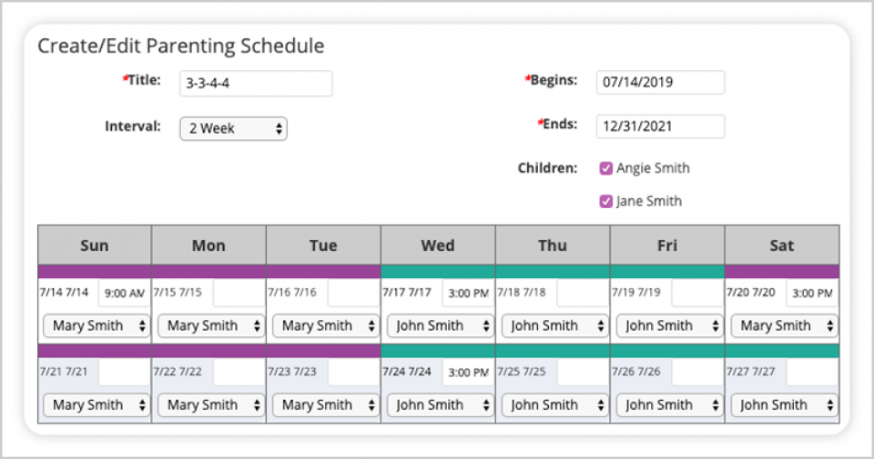 Parenting Schedules Parents Website OurFamilyWizard