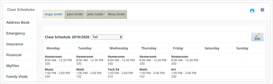 Viewing Class Schedules