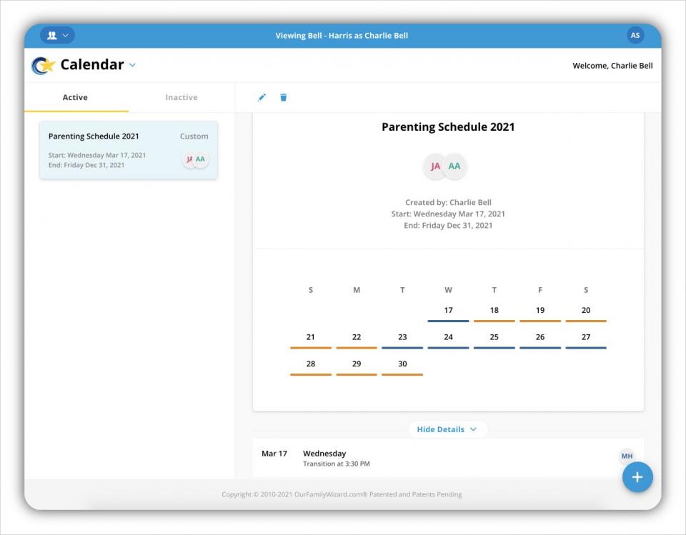 View a Parenting Schedule