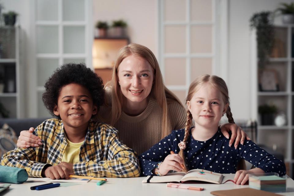 Stepmother with two kids. 