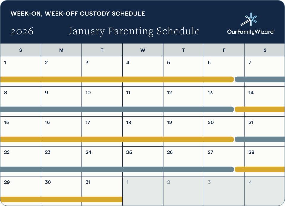 Week-on-week-off custody schedule image